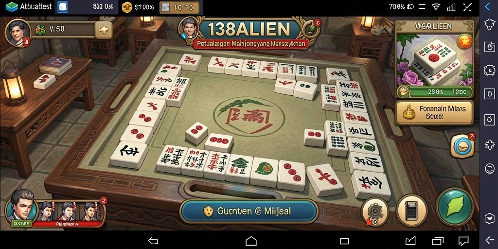 Tampilan gameplay menarik dari 138ALIEN dengan ubin Mahjong berwarna-warni.