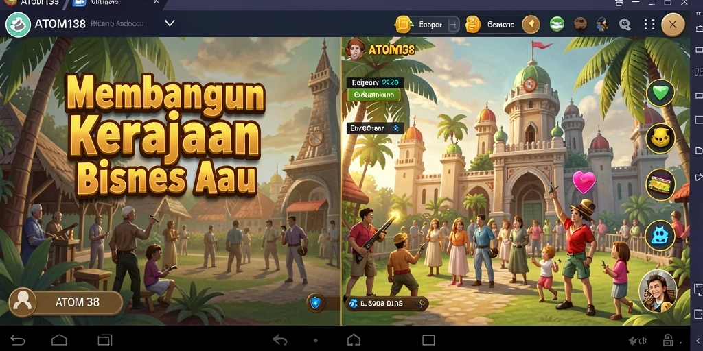 Gameplay ATOM138 menampilkan pengelolaan bisnis yang seru dan strategis.