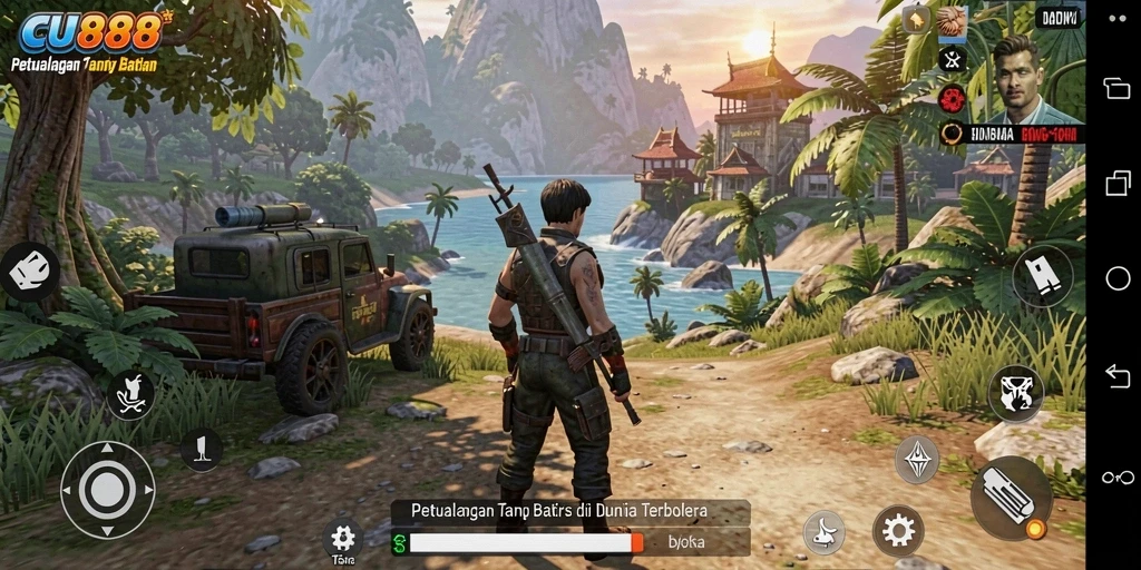 Screenshot gameplay CU888 menampilkan eksplorasi dunia terbuka yang menakjubkan.