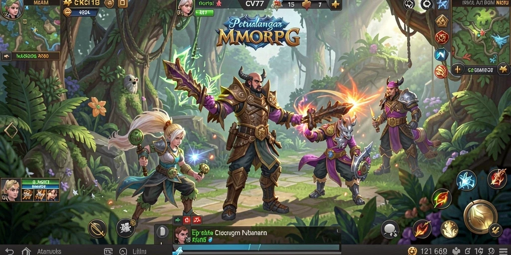 Screenshot gameplay CV777 menampilkan pertarungan seru dalam dunia MMORPG.
