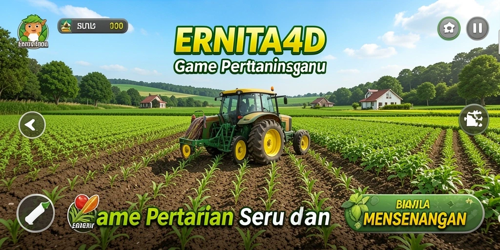 Tampilan gameplay ERNITA4D yang menyenangkan dan menantang di dunia pertanian.