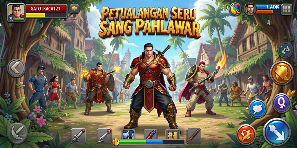 Screenshot gameplay GATOTKACA123 dengan aksi mendebarkan di dunia petualangan.