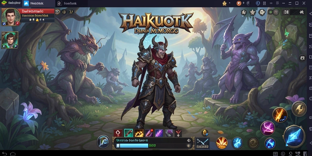 Tampilan gameplay HAIKUOTK dalam dunia MMORPG yang penuh warna.