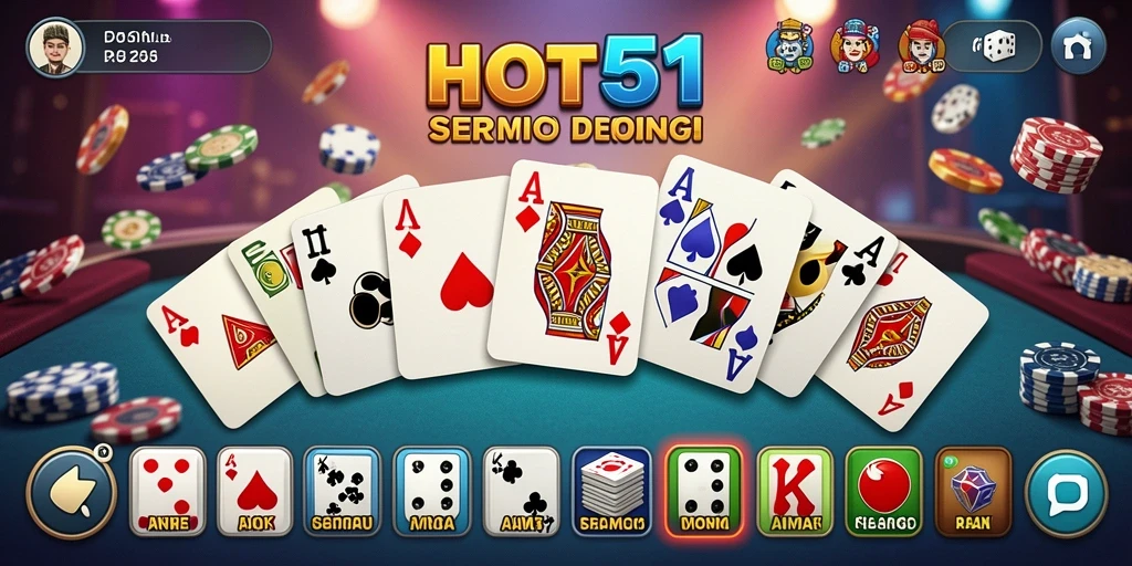 Tampilan gameplay seru dari HOT51 yang menghadirkan Domino klasik.