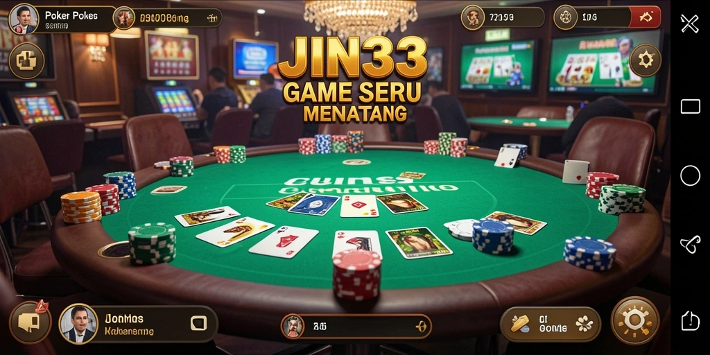 Screenshot JIN33 menampilkan momen seru gameplay Poker di meja.
