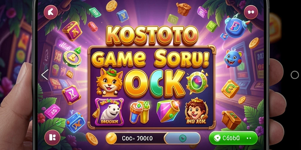 Tampilan layar permainan KOSTOTO yang menarik dan berwarna-warni.