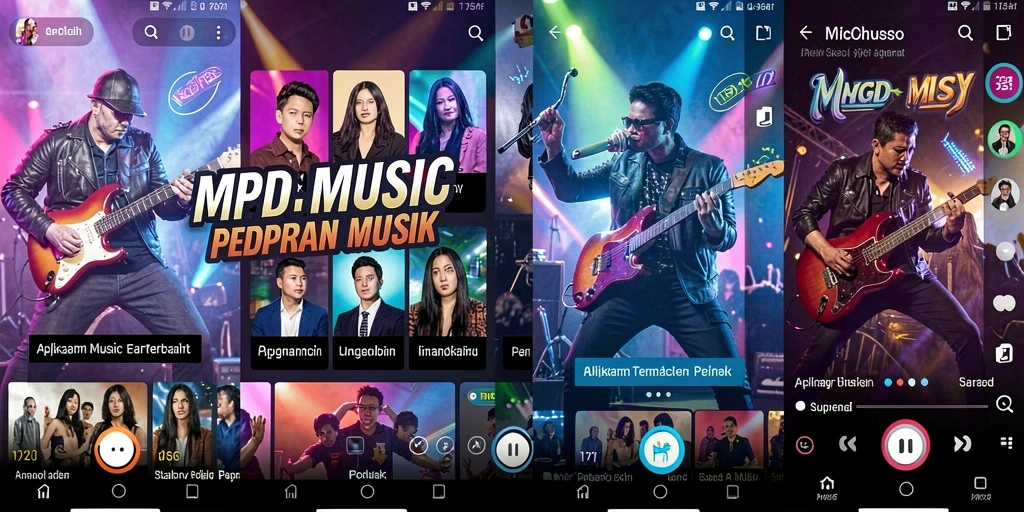 Tampilan grafis menarik yang menunjukkan interaksi pengguna dengan musik.