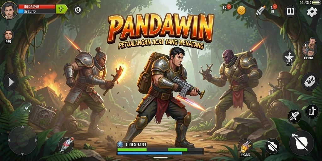Tampilan gameplay menegangkan dari PANDAWIN yang penuh aksi.