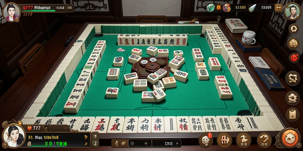 Tampilan gameplay menarik dari UT77 dengan ubin Mahjong.