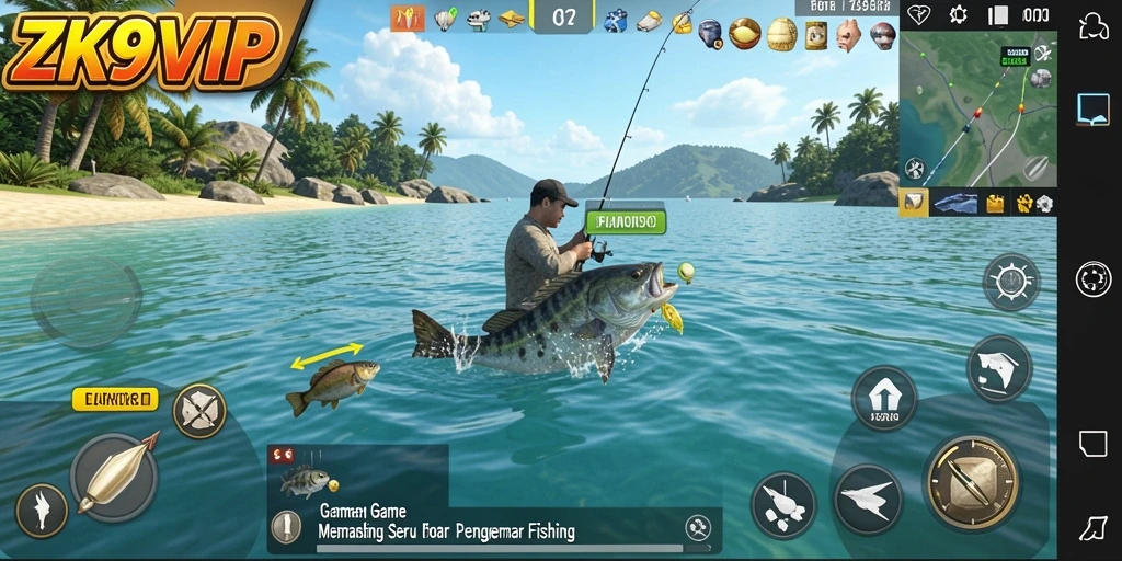 Tampilan gameplay yang menarik dalam ZK9VIP saat memancing.